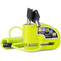 AGPTEK Candado Disco Moto con 1.5M Cable de Recordatorio- Candado Bloqueo 7mm con Alarma 110DB Antirrobo para Motos…